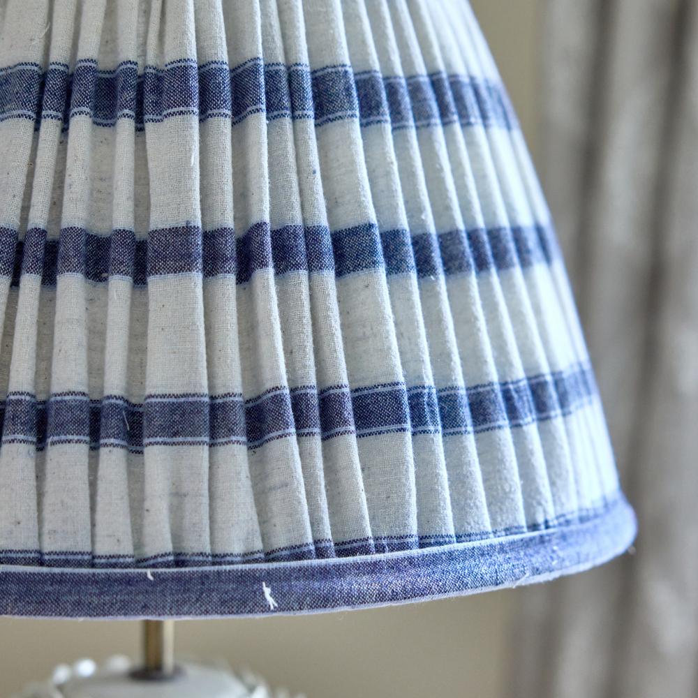 41cm Blue & White Vintage Linen Lampshade