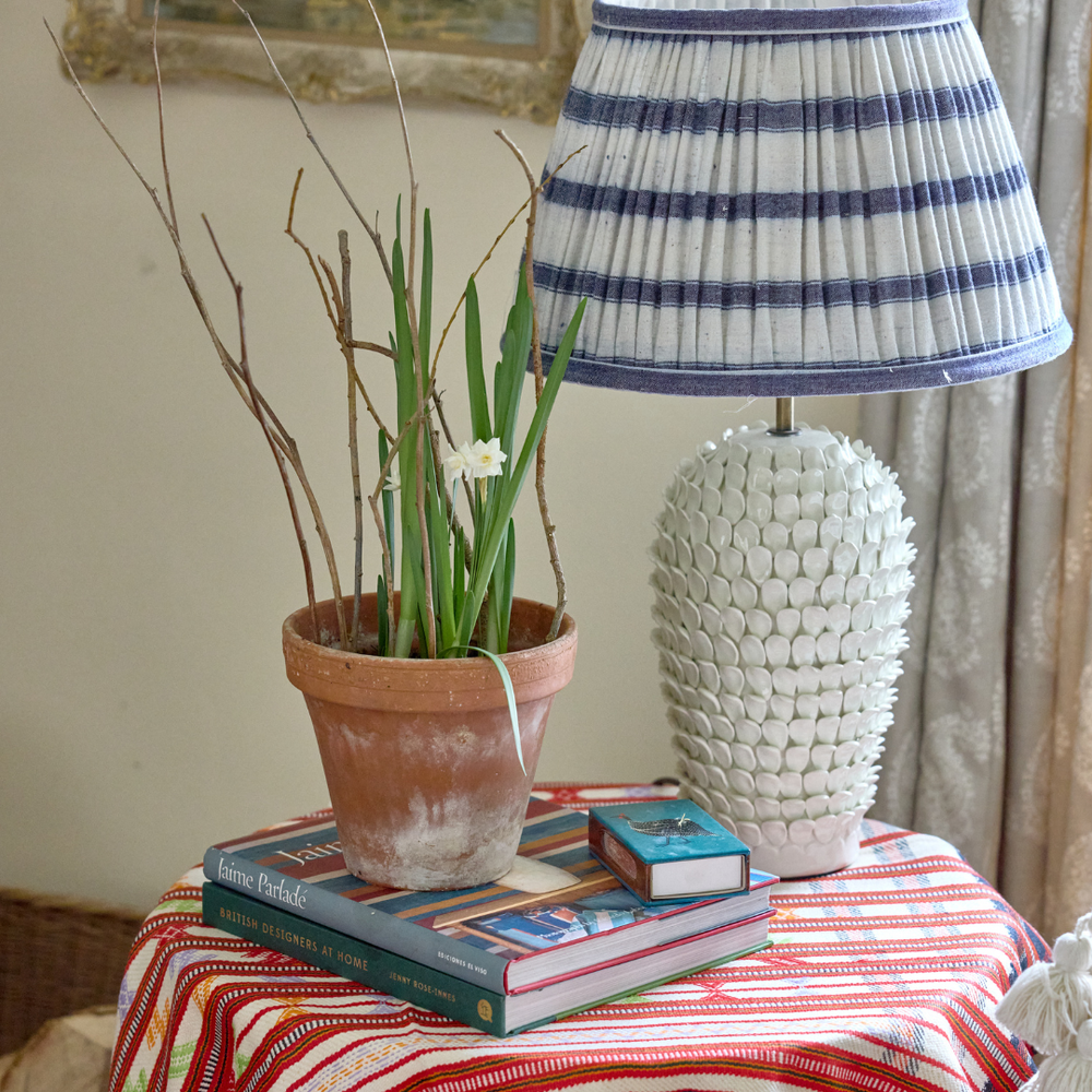 
                      
                        41cm Blue & White Vintage Linen Lampshade
                      
                    