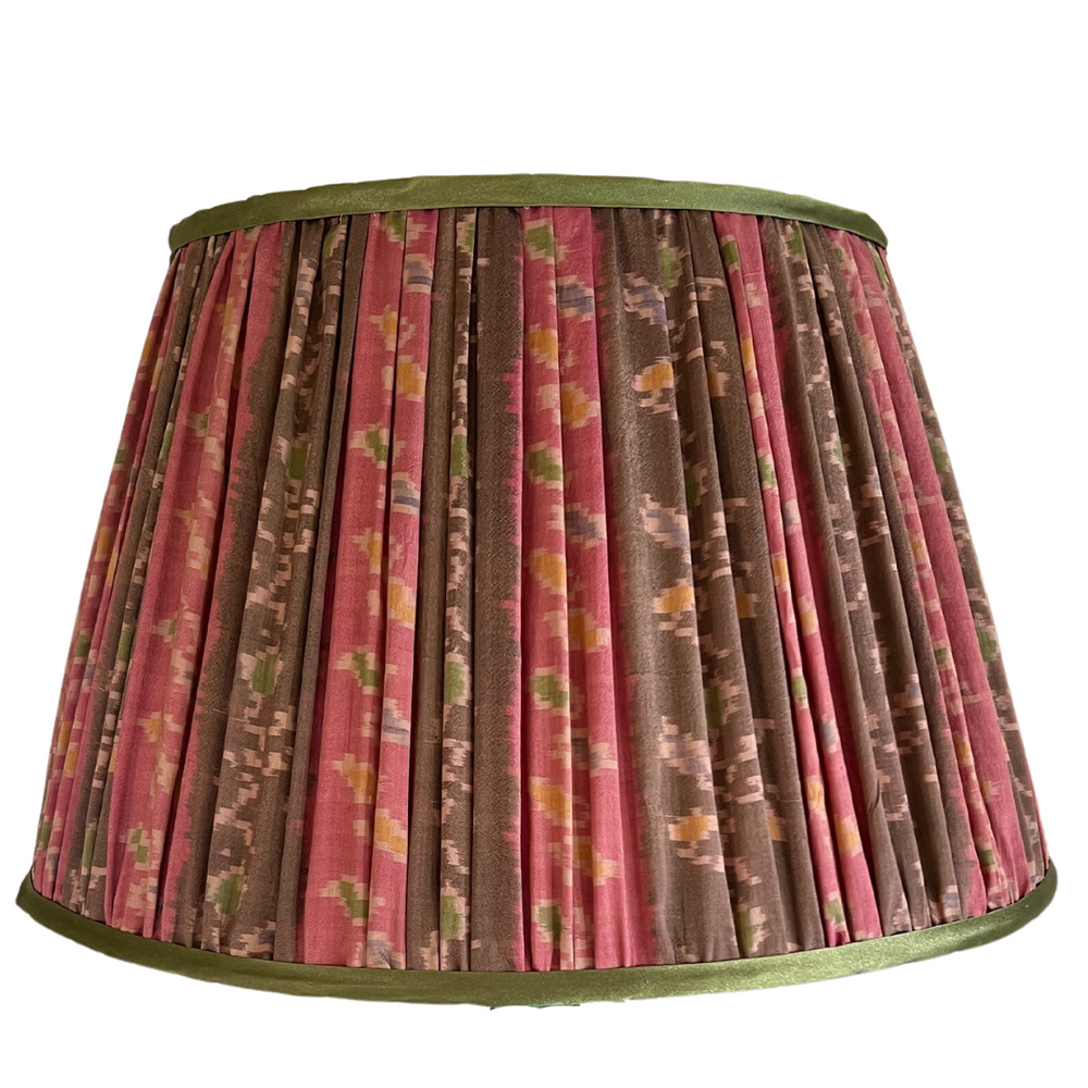 
                      
                        41cm Pink, Brown and Green Silk Sari Lampshade
                      
                    