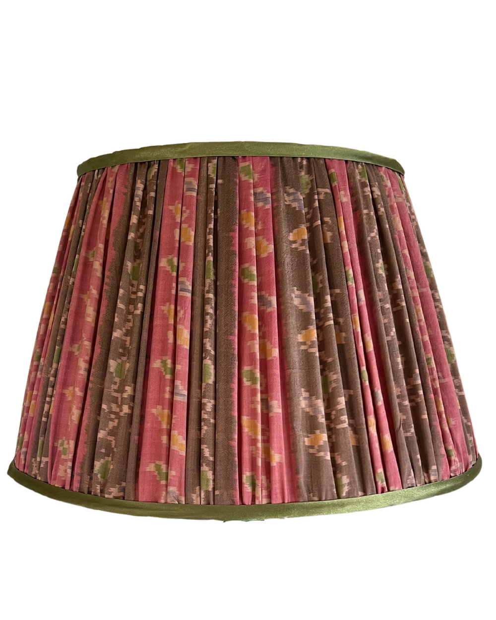 41cm Pink, Brown and Green Silk Sari Lampshade