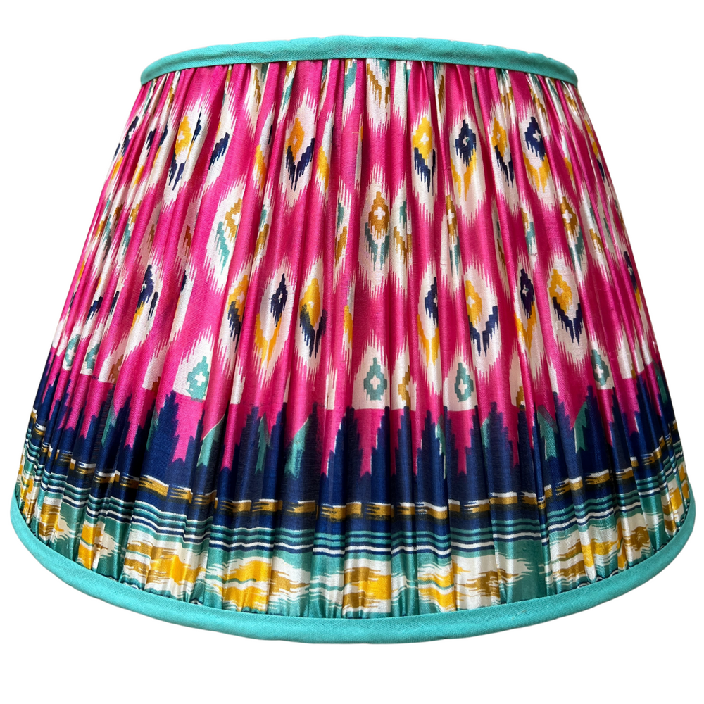 41cm Pink, Blue, Gold and Green Silk Sari Lampshade