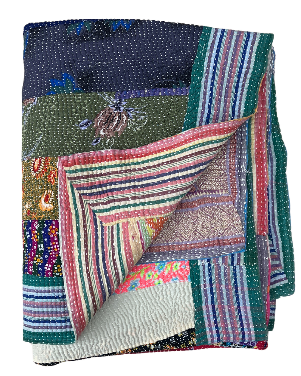 Patchwork Kantha Quilt No. 044