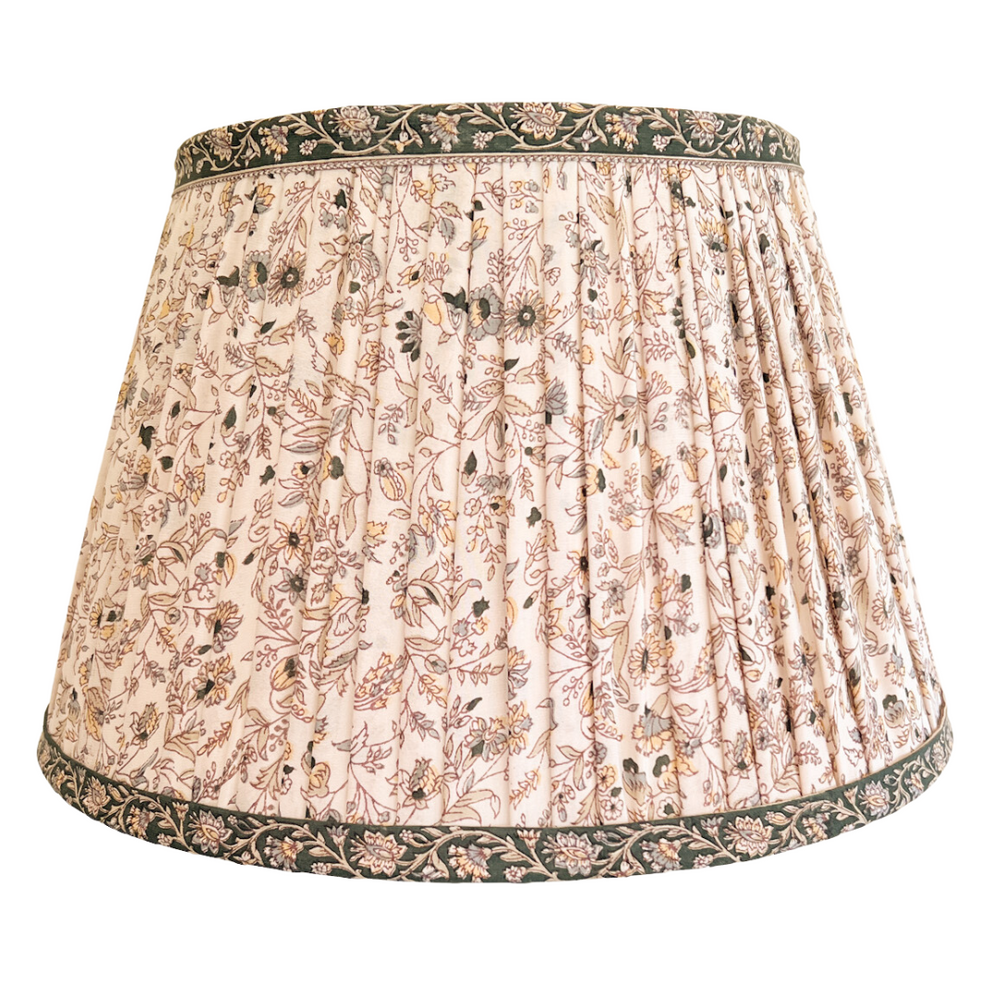 36cm Green and Grey Silk Sari Lampshade