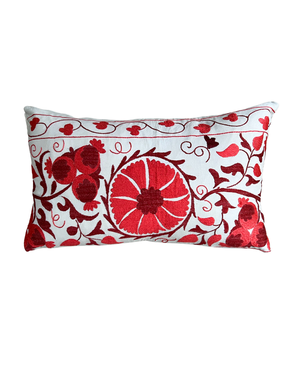 Red & Cream Rectangle Suzani Cushion 013