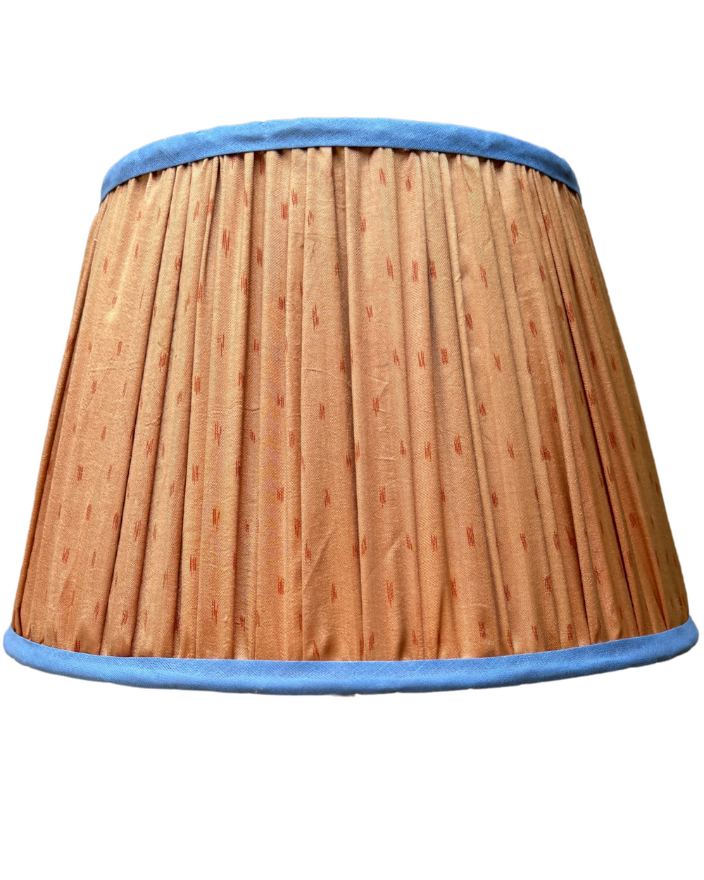 36cm Orange Silk Sari Lampshade with Blue Trim