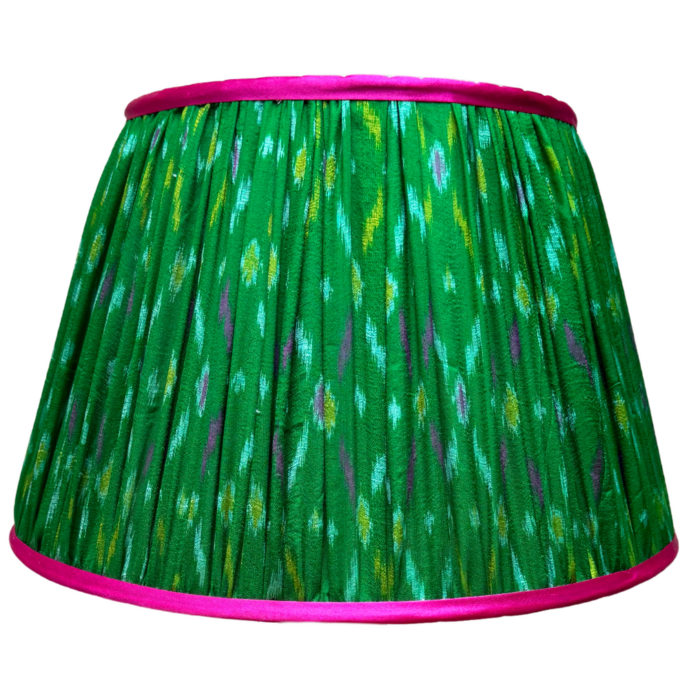 41cm Pink and Green Silk Sari Lampshade