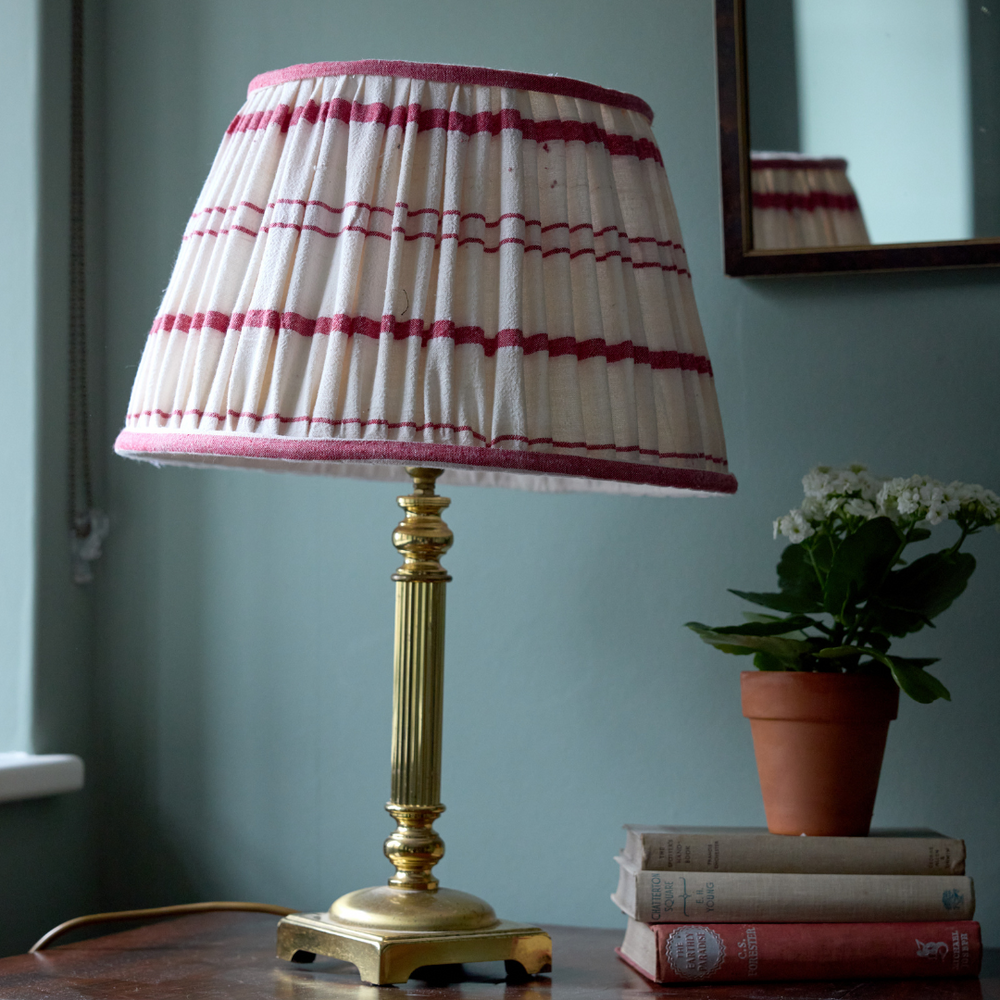 36cm Red & White Stripe Vintage Linen Lampshade