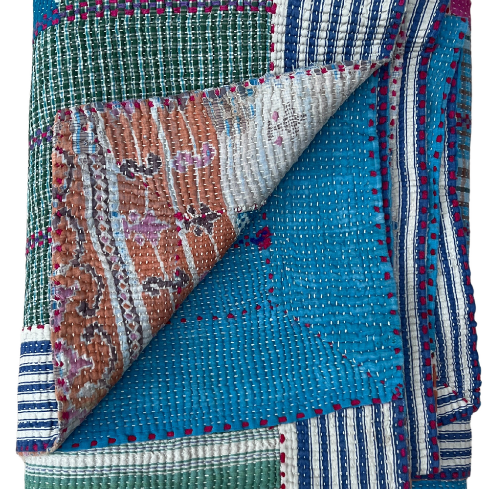 Patchwork Kantha Quilt No. 045