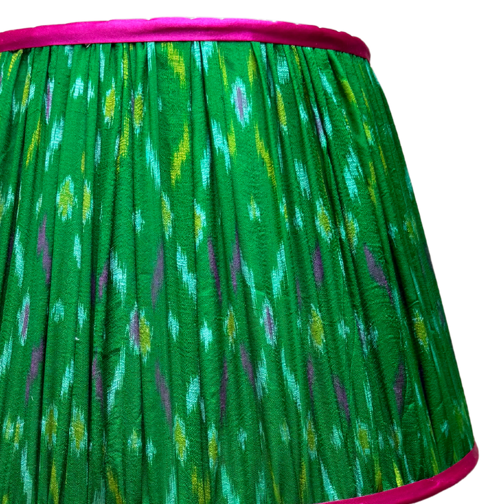 41cm Pink and Green Silk Sari Lampshade