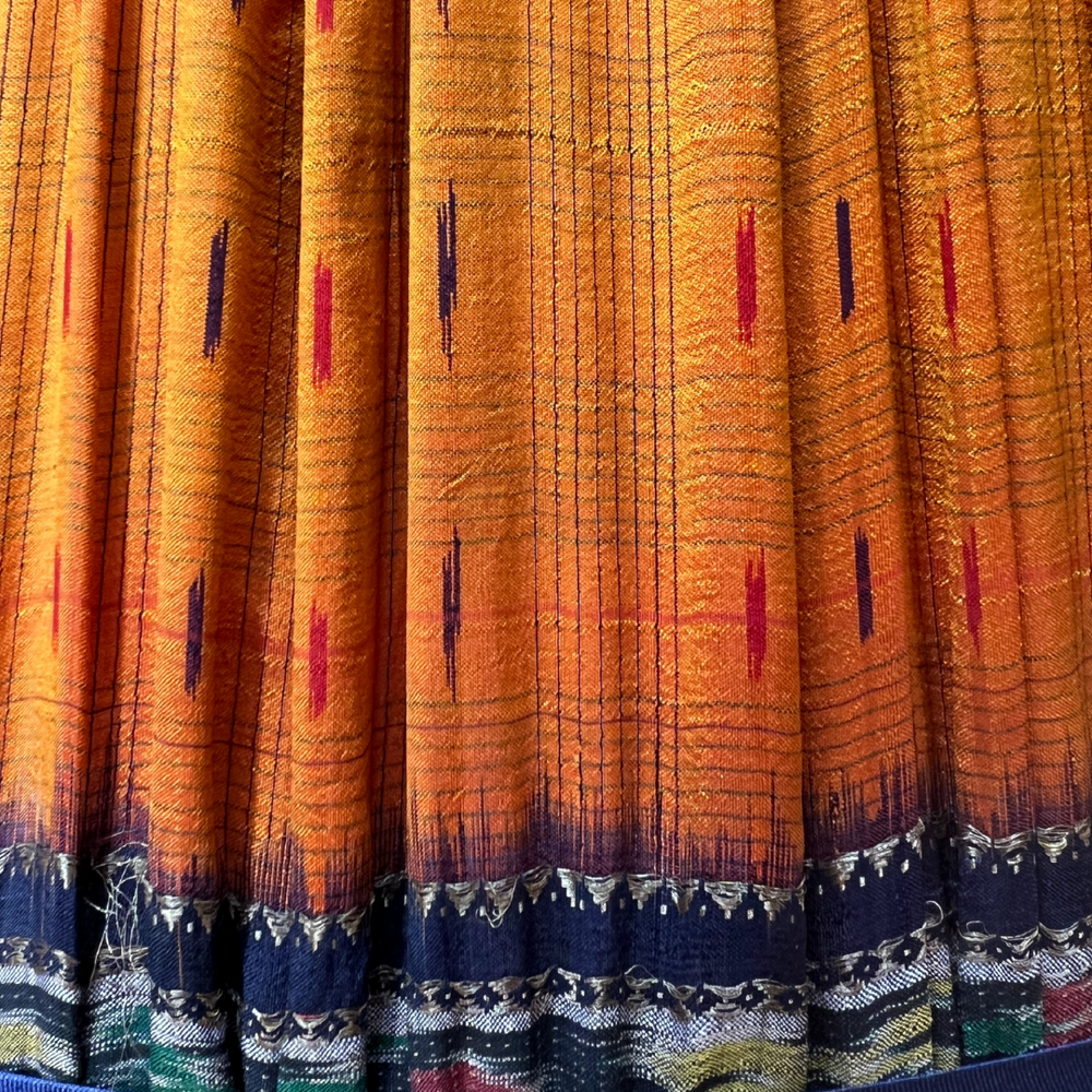 51cm Yellow & Blue Vintage Sari Lampshade