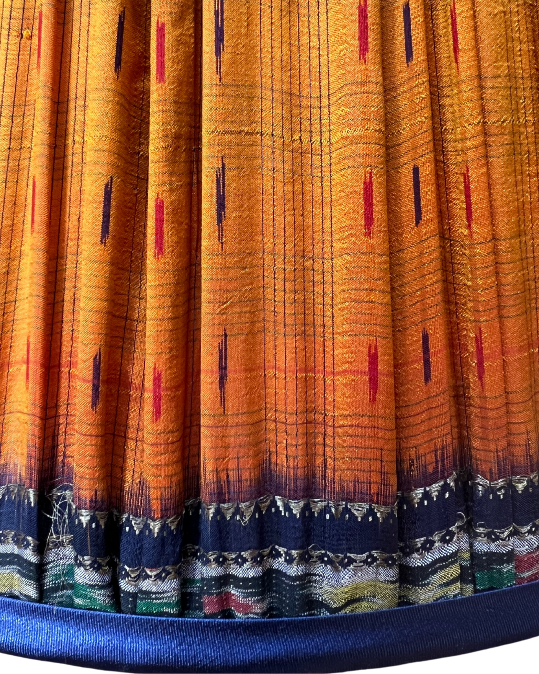 51cm Yellow & Blue Vintage Sari Lampshade