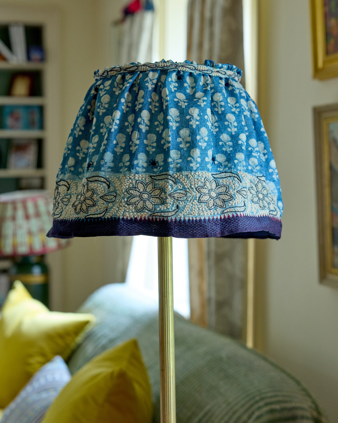 36cm Blue Vintage Sari Lampshade