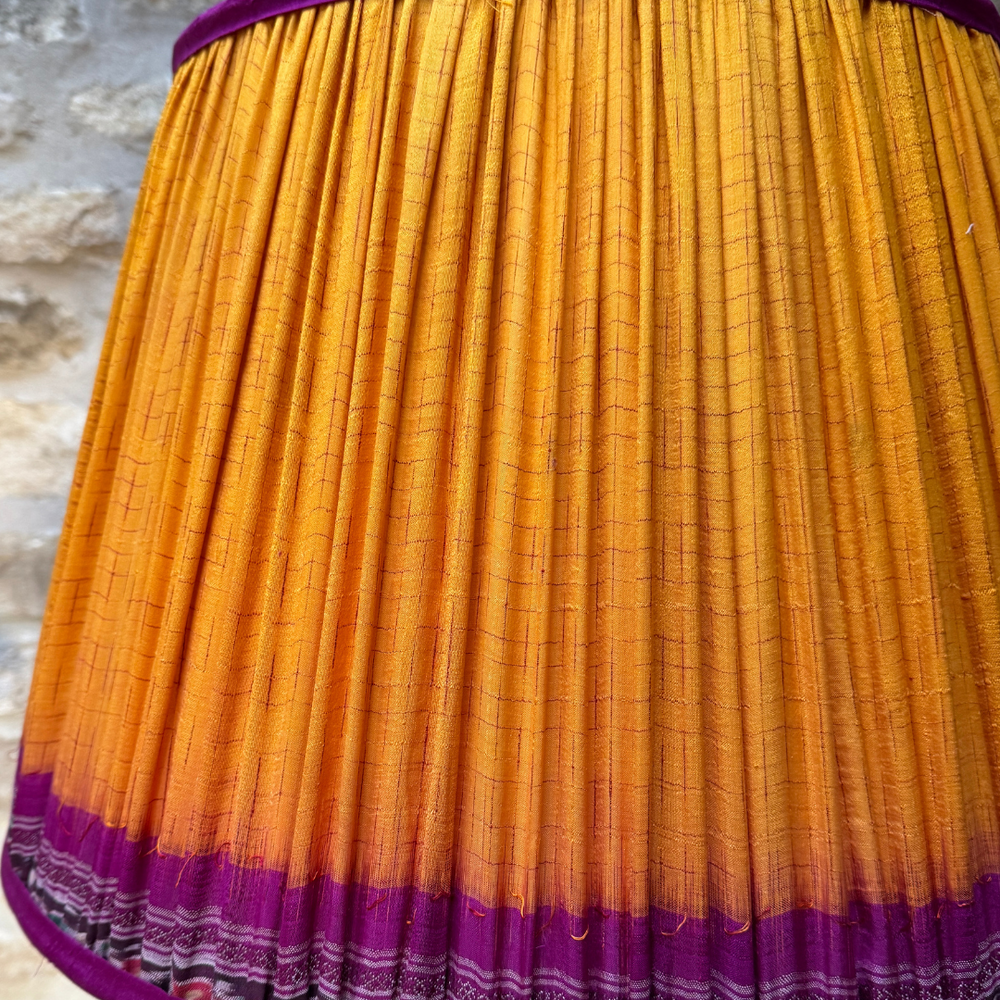 51cm Yellow & Pink Vintage Sari Lampshade