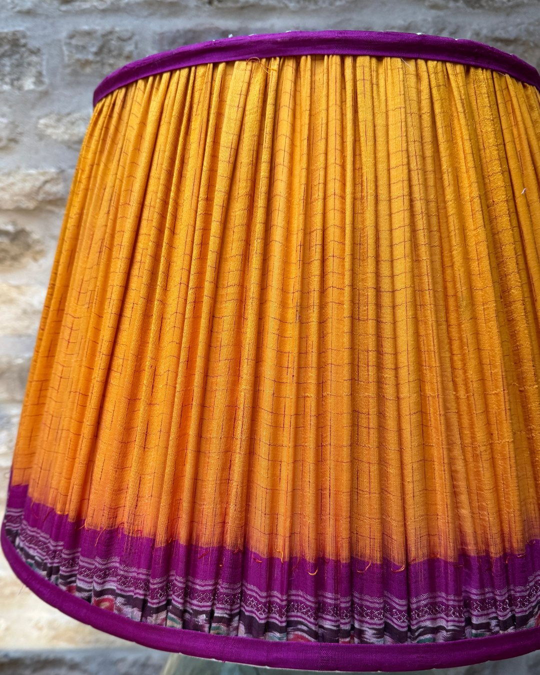 51cm Yellow & Pink Vintage Sari Lampshade