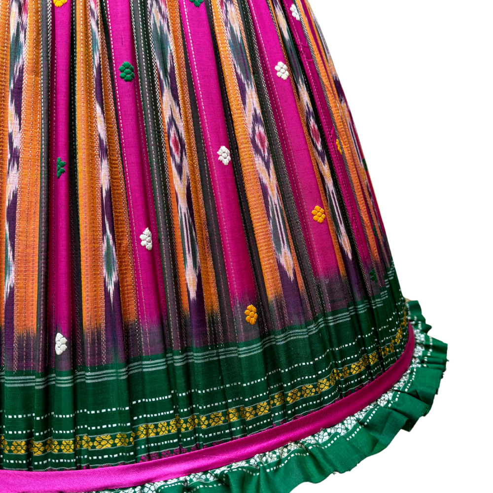 
                      
                        46cm Pink, Yellow and Green Vintage Sari Lampshade with Frill
                      
                    