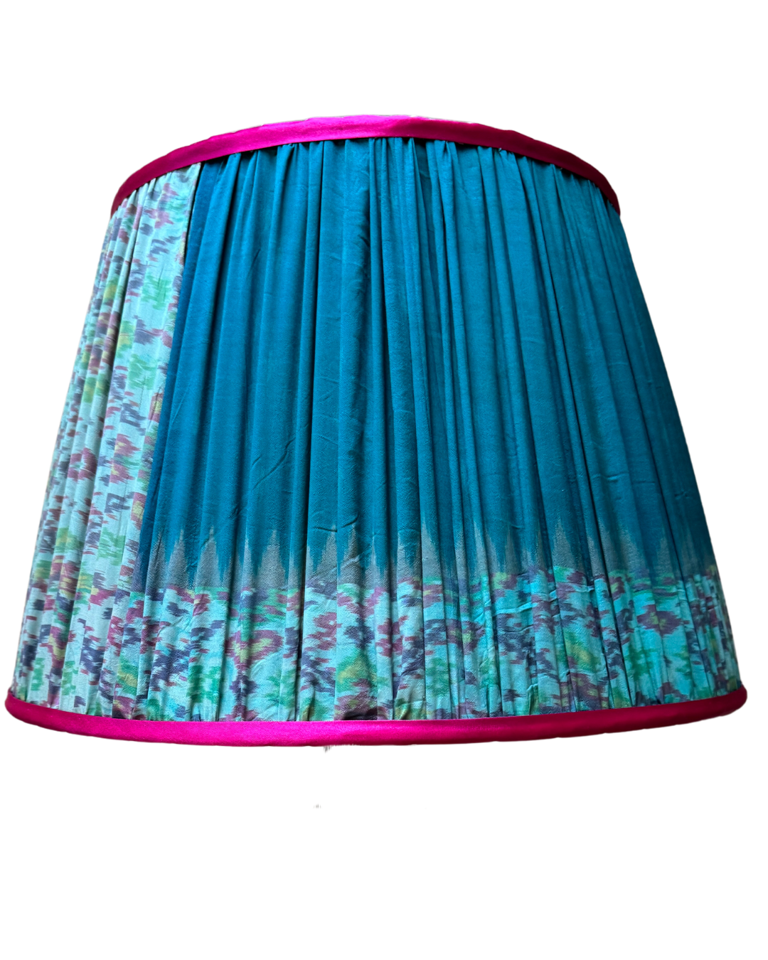 46cm Pink, Blue and Green Vintage Sari Lampshade