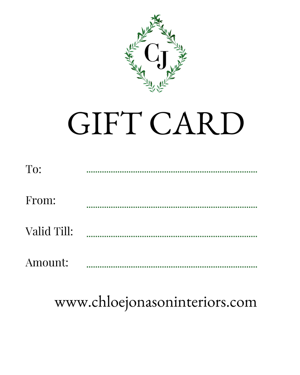 Chloe Jonason Interiors Gift Card